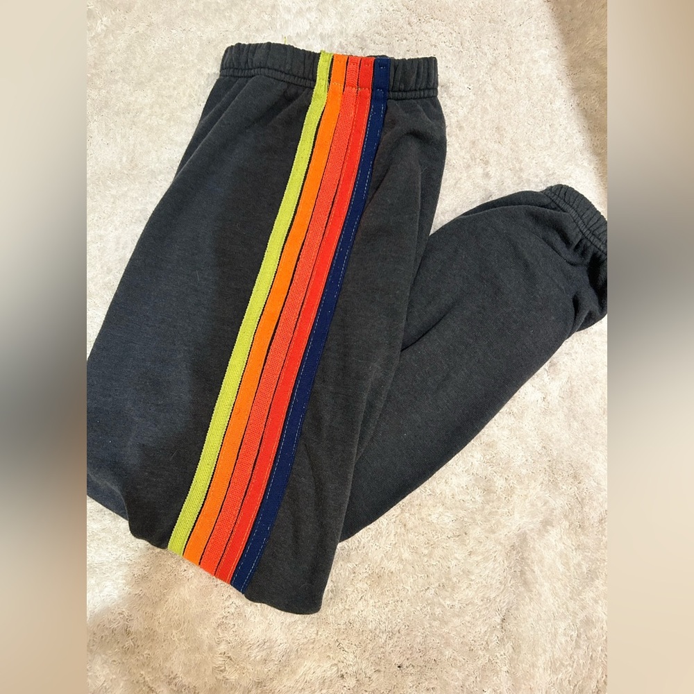 Charcoal aviation pants with neon colors size small (2-4)